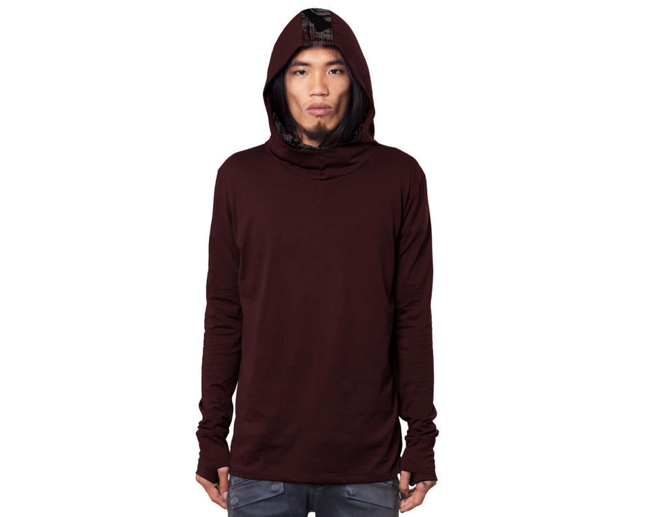 alternative high neck Bordeaux hoodie